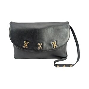 Vintage Paloma Picasso Italy Black Leather Shoulder Crossbody Purse